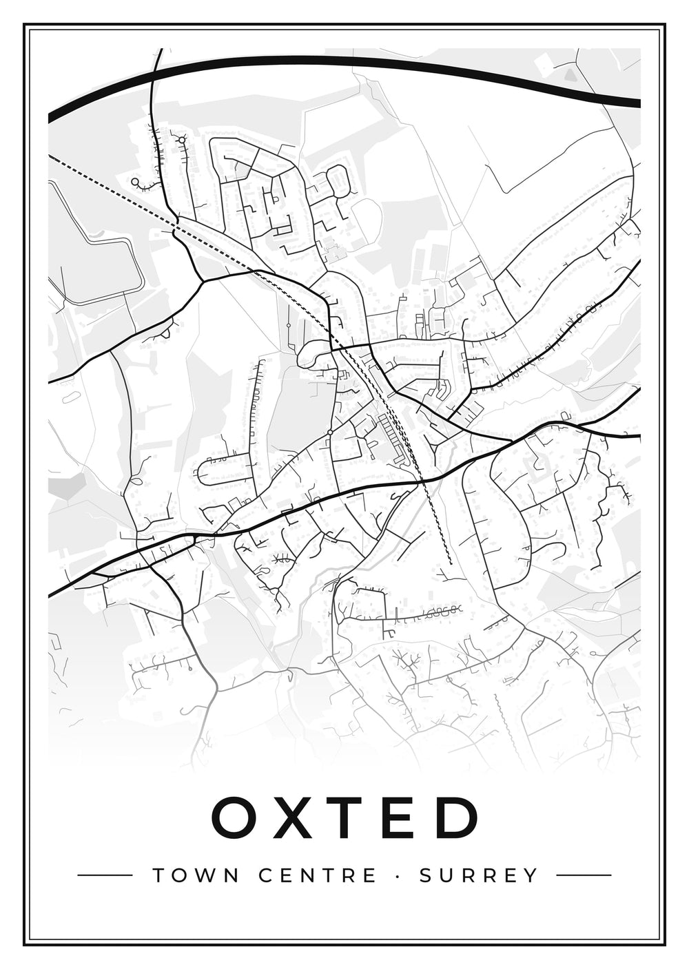 Oxted Town Centre Street Map Poster