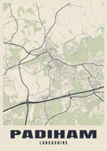 Street map poster of Padiham, Lancashire