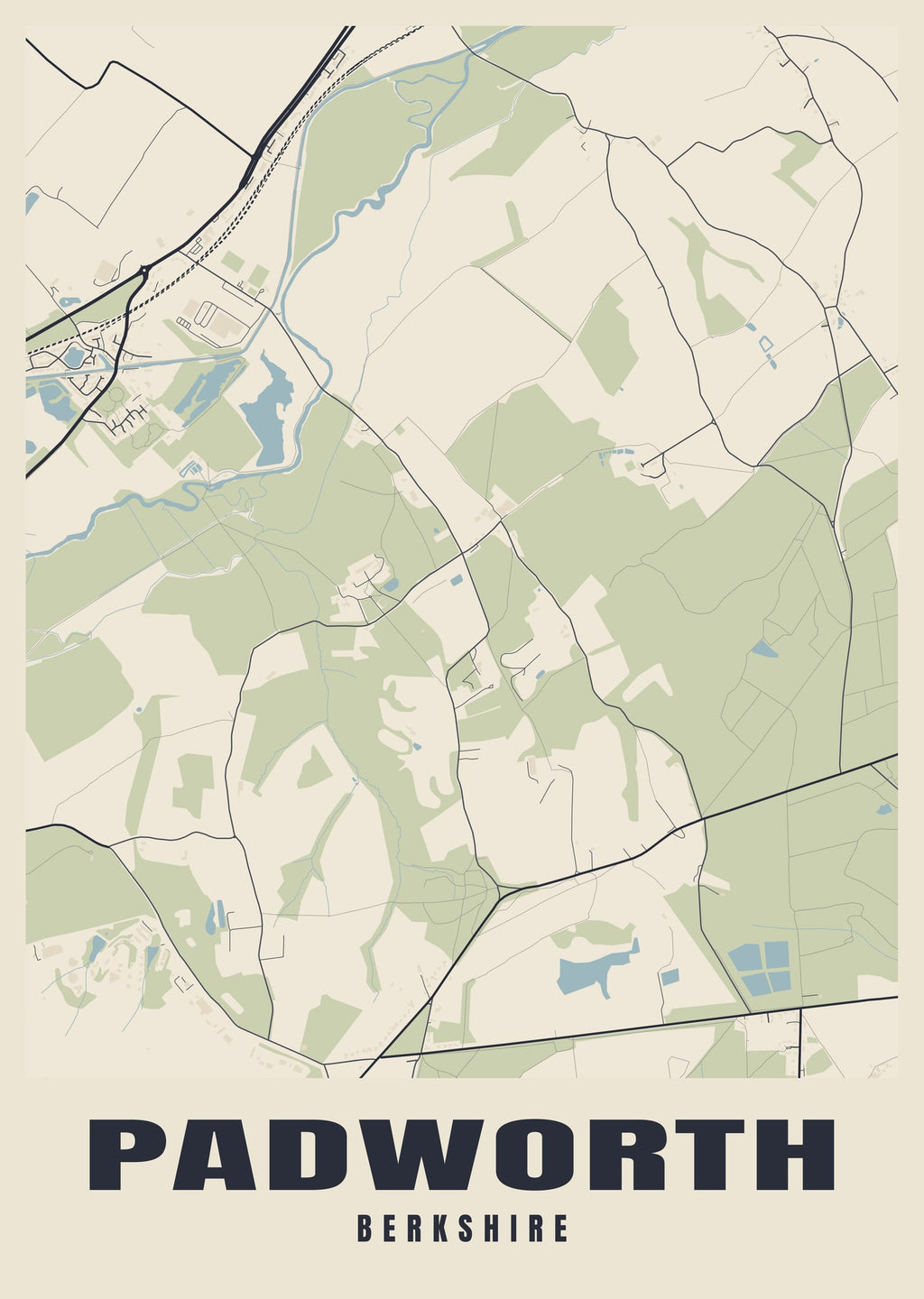 Street map poster of Padworth, Berkshire