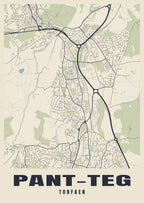 Street map poster of Pant-teg, Torfaen