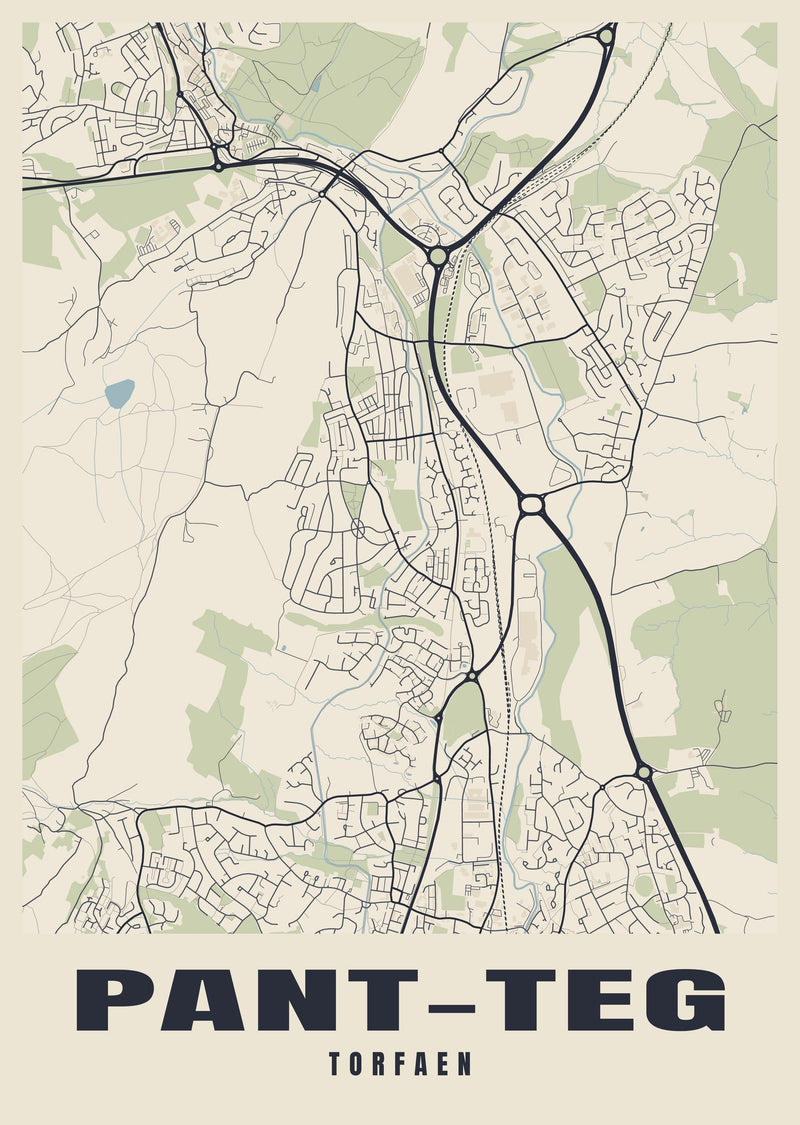 Pant-teg Street Map Poster