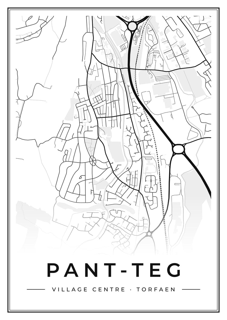 Pant-teg Village Centre Street Map Poster
