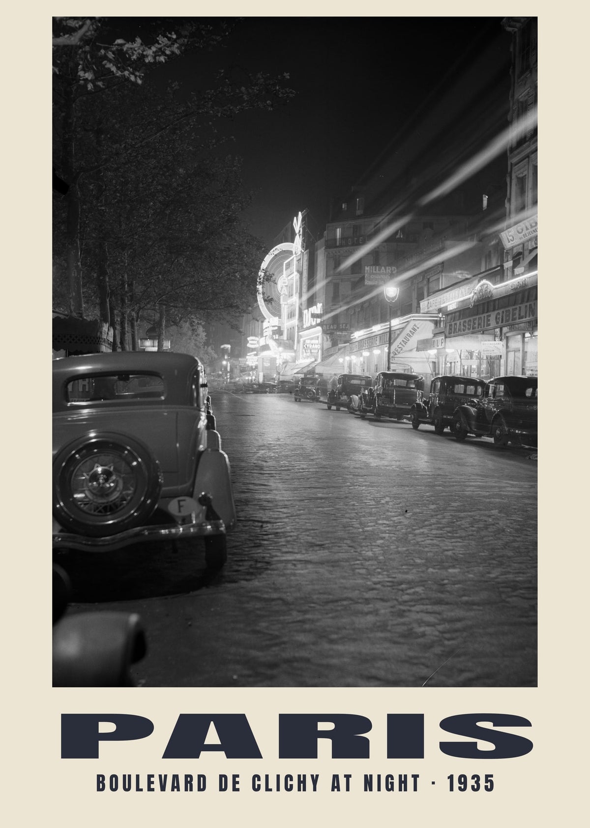 Boulevard de Clichy at Night, Paris, 1935 heritage photograph