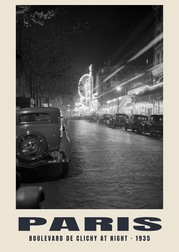 Boulevard de Clichy at Night, Paris — 1935 · Historic photograph print