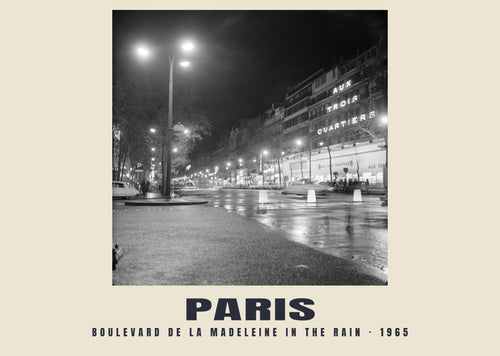 Boulevard de la Madeleine in the Rain, Paris, 1965 heritage photograph
