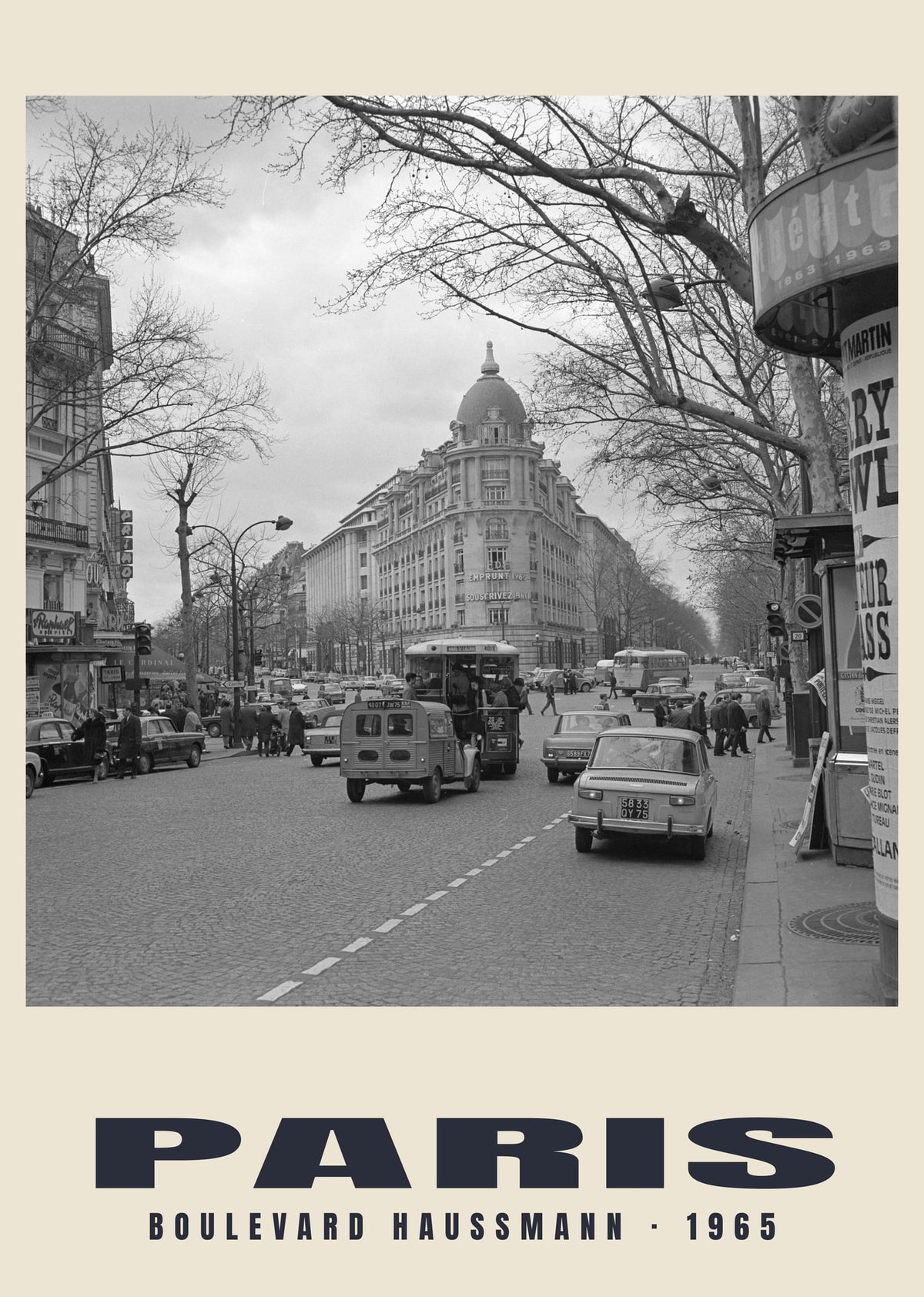 Boulevard Haussmann, Paris, 1965 — Historic photograph print