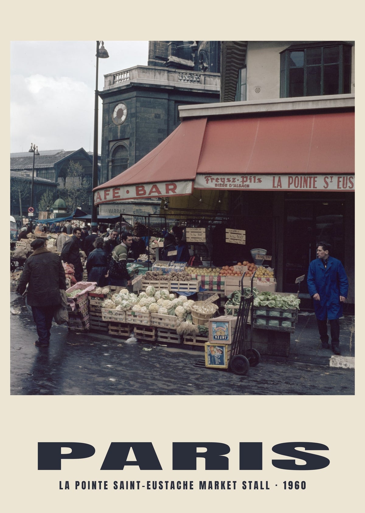 La Pointe Saint-Eustache Market Stall, Paris, 1960 heritage photograph
