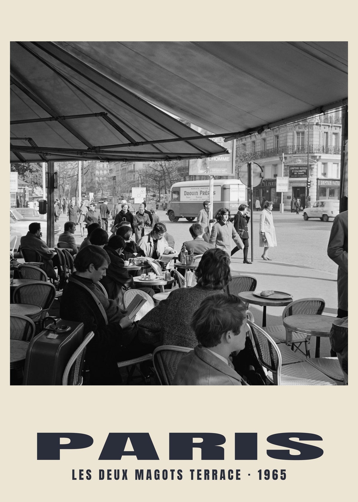 Les Deux Magots terrace, Paris, 1965 — Historic photograph print