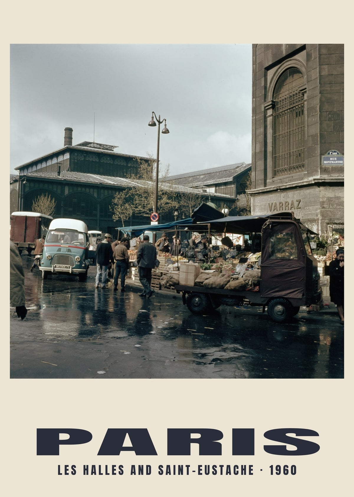 Les Halles and Saint-Eustache, Paris, 1960 — Historic photograph print