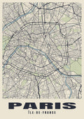 Street map poster of Paris, Île-de-France