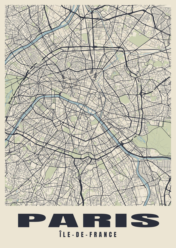 Paris Street Map Poster