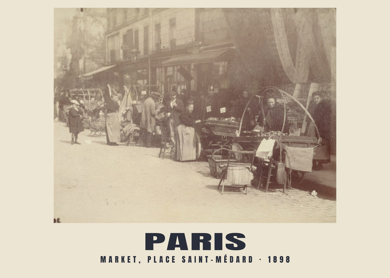 Market, Place Saint-Médard, Paris — 1898 · Historic photograph print