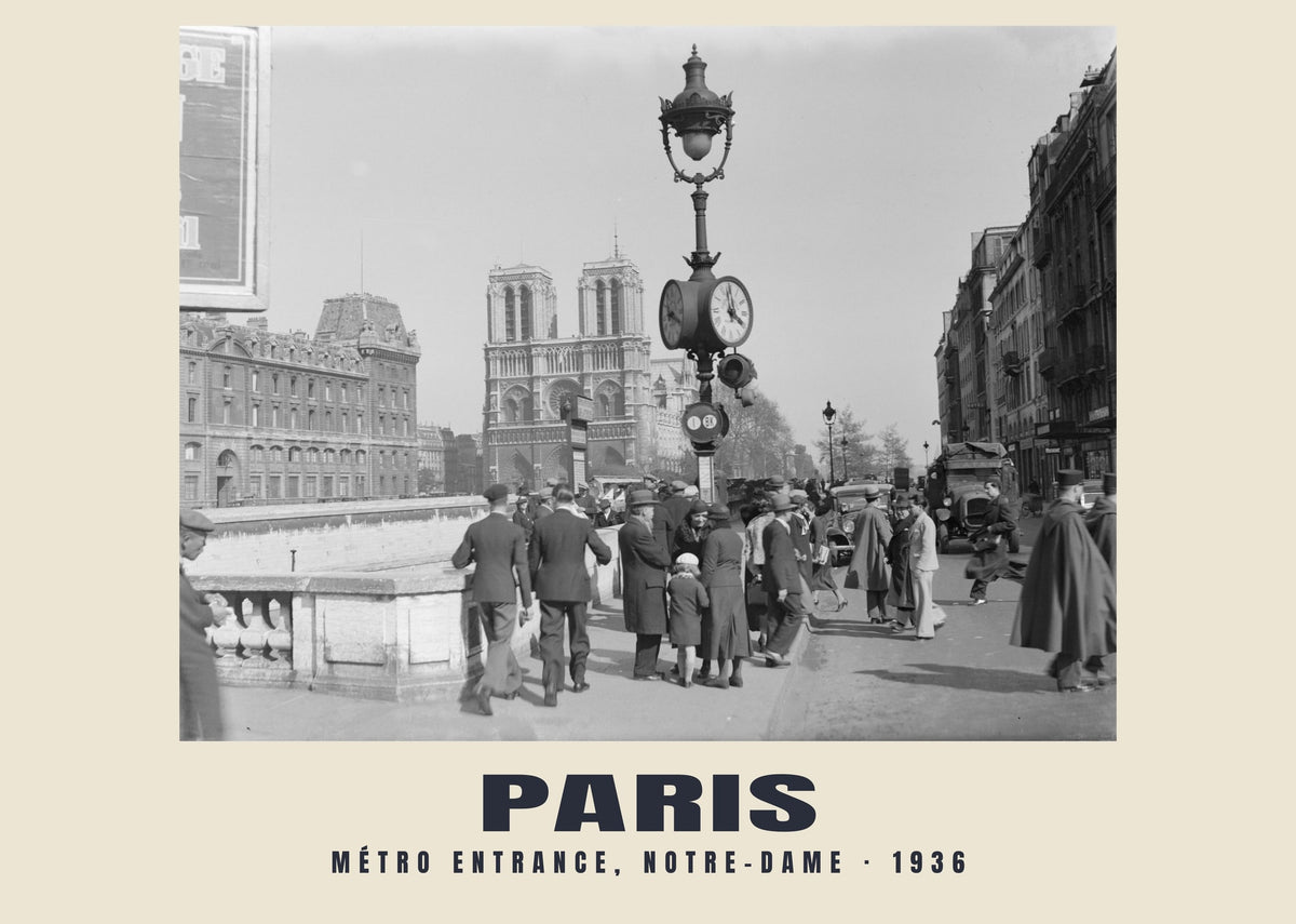 Métro Entrance, Notre-Dame, Paris, 1936 heritage photograph