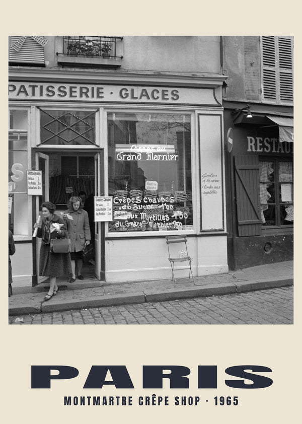 Montmartre Crêpe Shop, Paris — 1965 · Historic photograph print