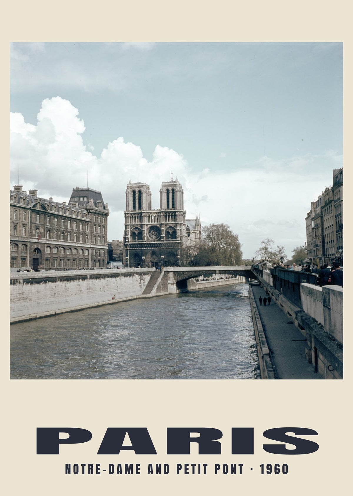Notre-Dame and Petit Pont, Paris, 1960 — Historic photograph print
