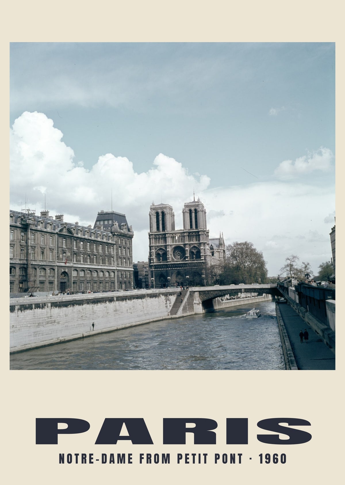 Notre-Dame from Petit Pont, Paris, 1960 heritage photograph