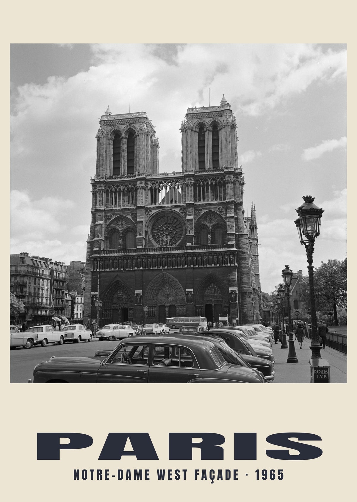 Notre-Dame West Façade, Paris, 1965 heritage photograph