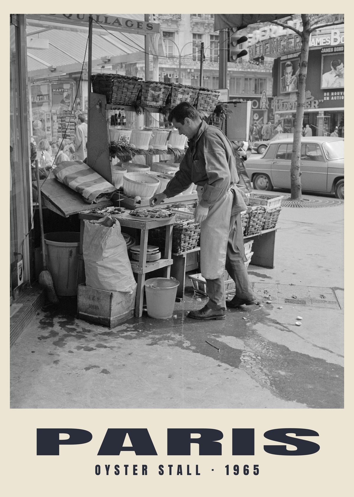 Oyster stall, Paris, 1965 — Historic photograph print