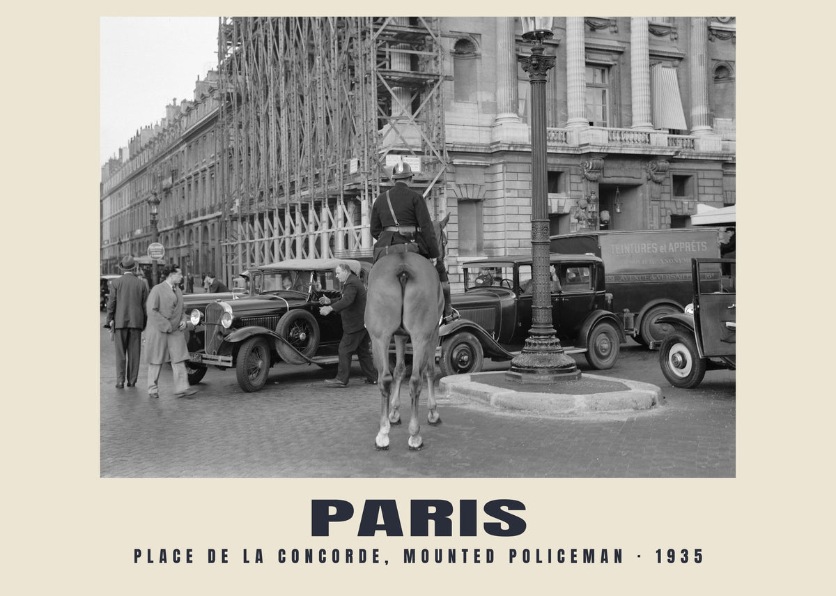 Place de la Concorde, Mounted Policeman, Paris, 1935 heritage photograph