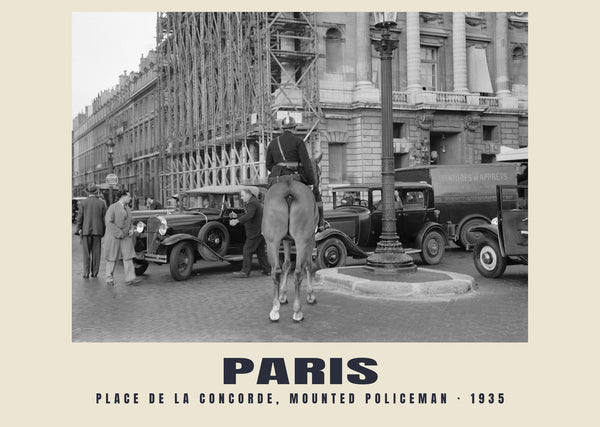 Place de la Concorde, Mounted Policeman, Paris — 1935 · Historic photograph print