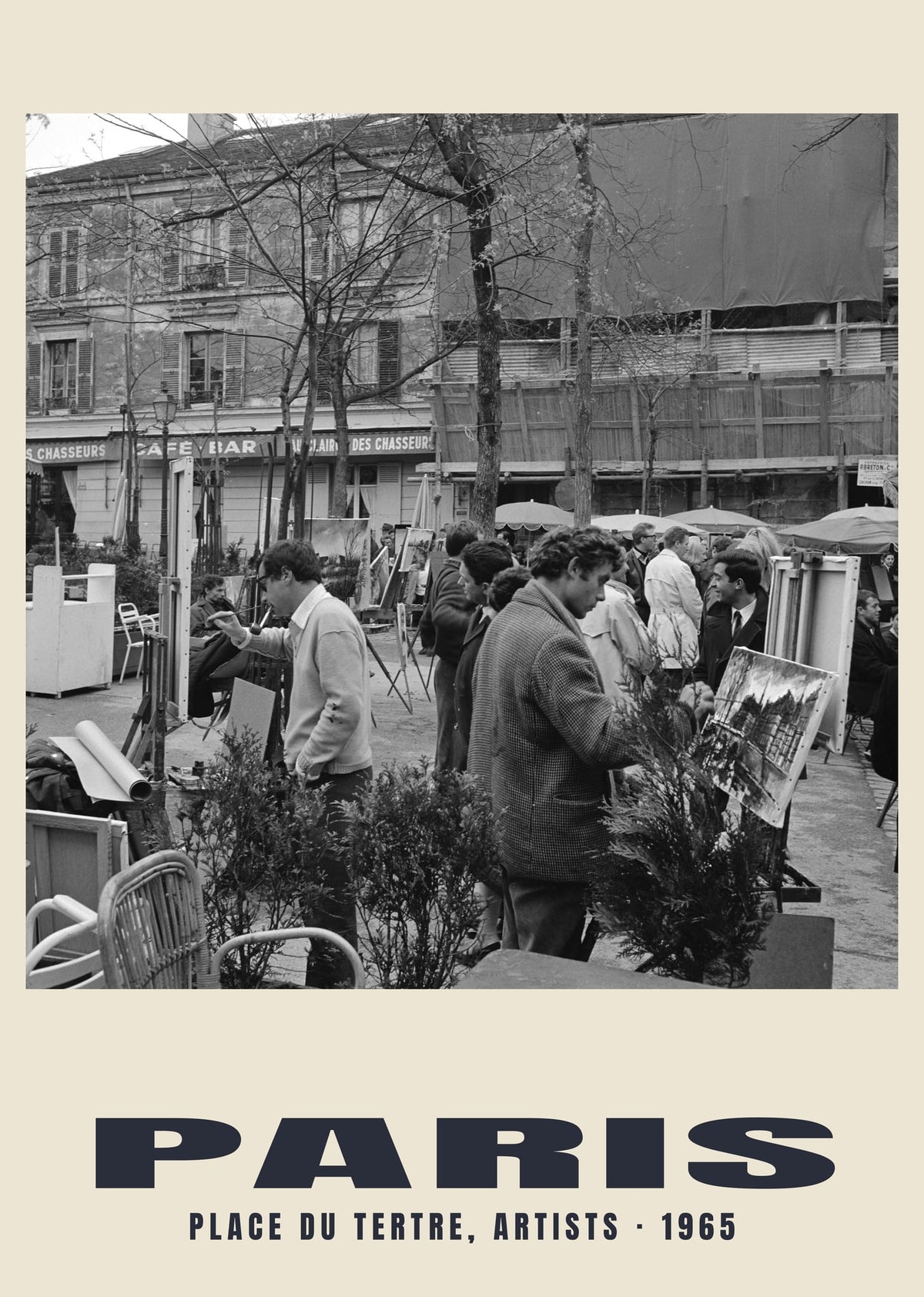 Place du Tertre, artists, Paris, 1965 — Historic photograph print