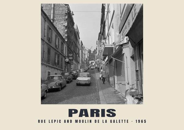 Rue Lepic and Moulin de la Galette, Paris — 1965 · Historic photograph print