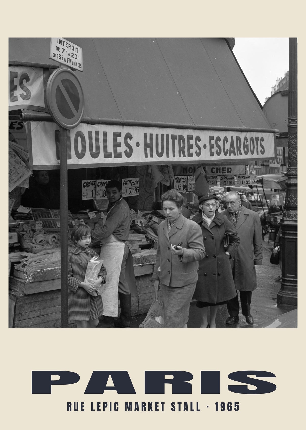 Rue Lepic Market Stall, Paris, 1965 heritage photograph