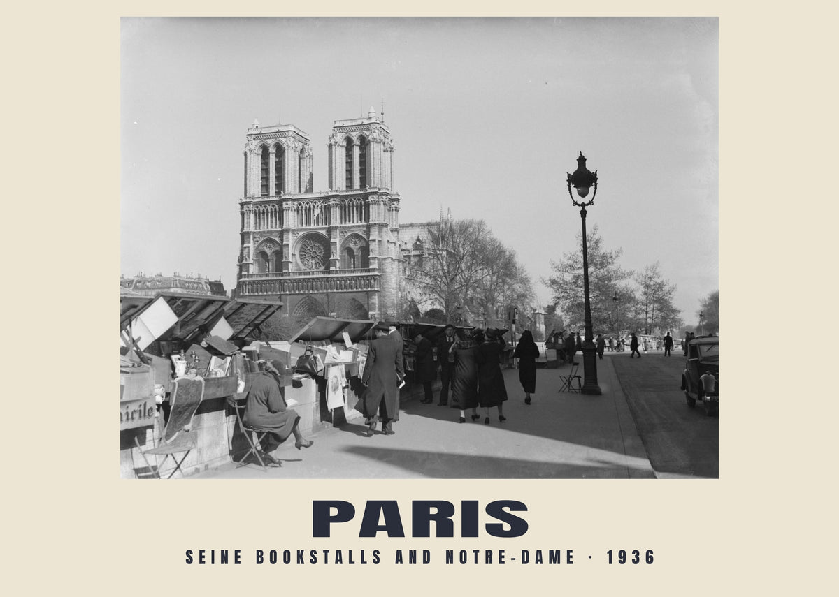 Seine Bookstalls and Notre-Dame, Paris, 1936 heritage photograph