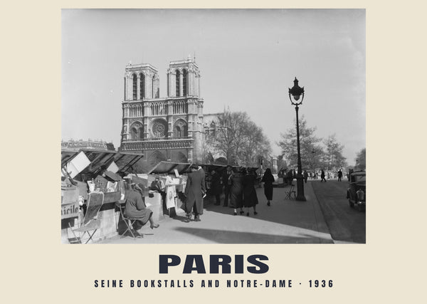 Seine Bookstalls and Notre-Dame, Paris — 1936 · Historic photograph print