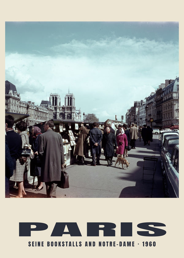 Seine Bookstalls and Notre-Dame, Paris — 1960 · Historic photograph print