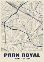 Heritage street map poster of Park Royal, Ealing, London