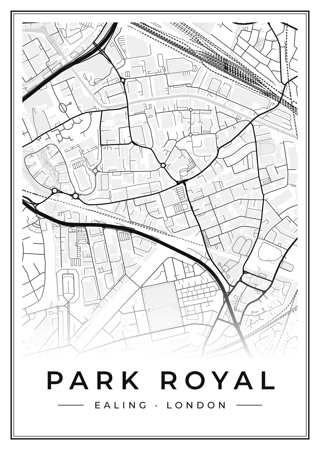 Street map poster of Park Royal, Ealing, London