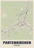 Street map poster of Partenkirchen, Bavaria