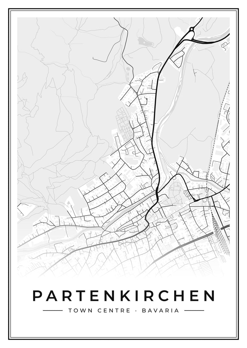Partenkirchen Town Centre Street Map Poster