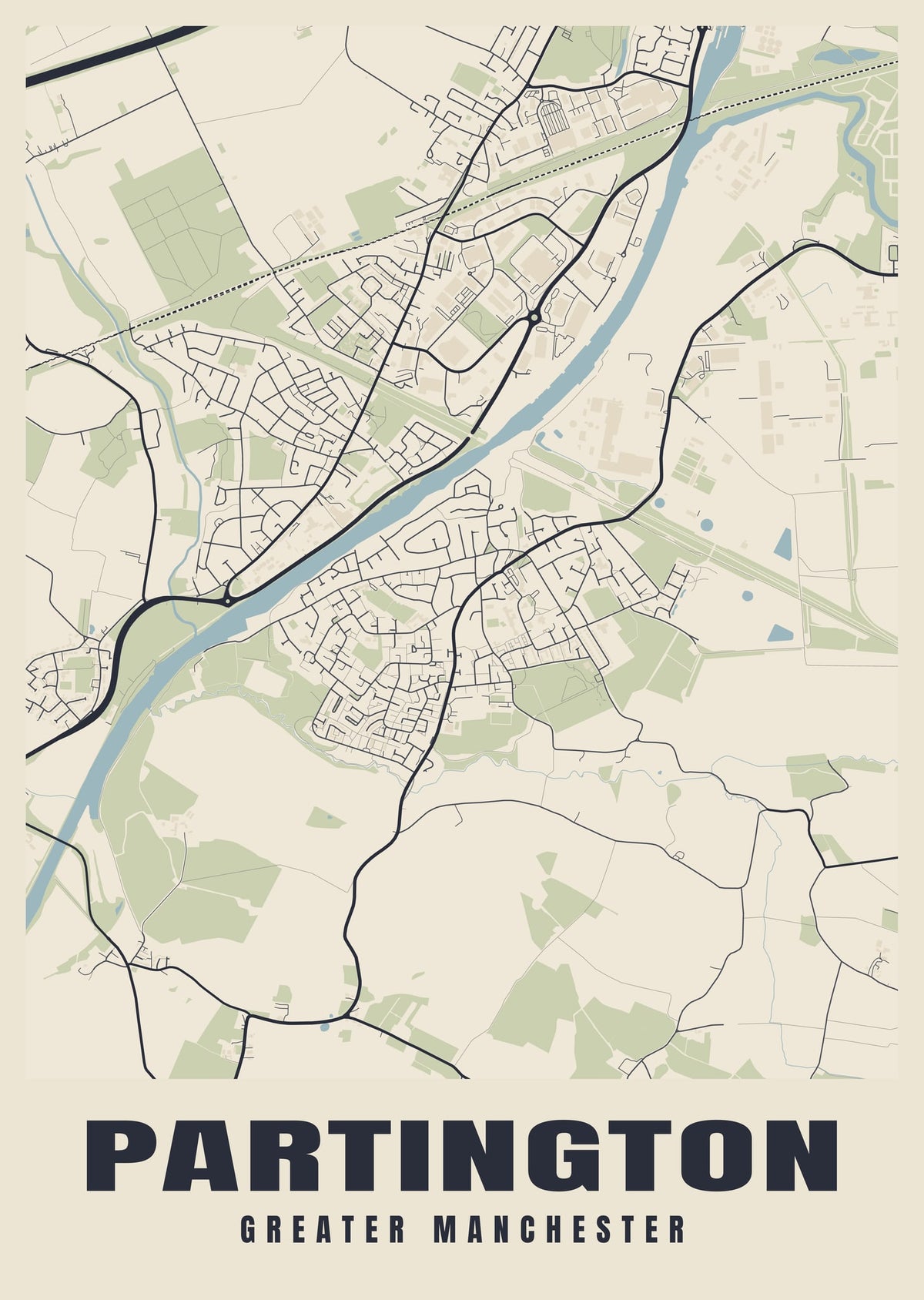 Street map poster of Partington, Greater Manchester