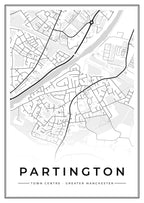 Street map poster of Partington town centre, Greater Manchester