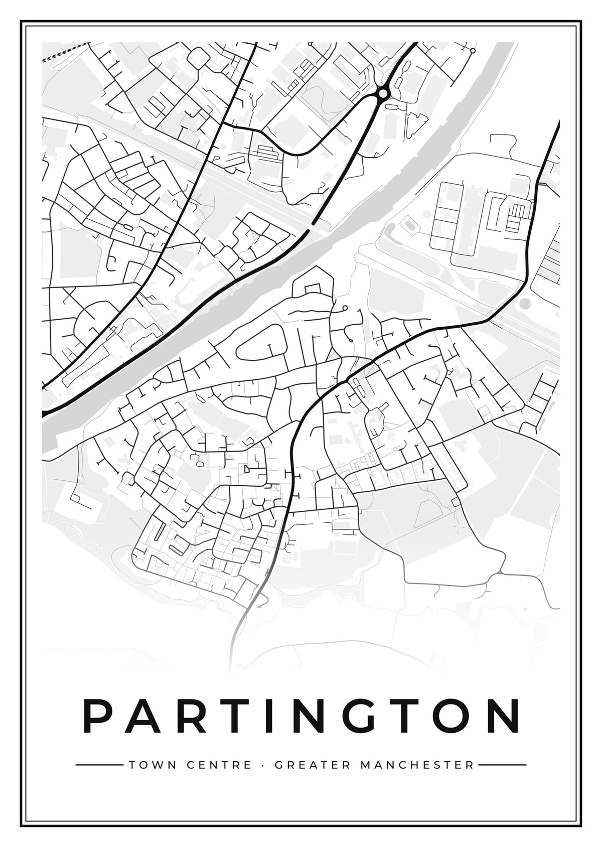Street map poster of Partington town centre, Greater Manchester