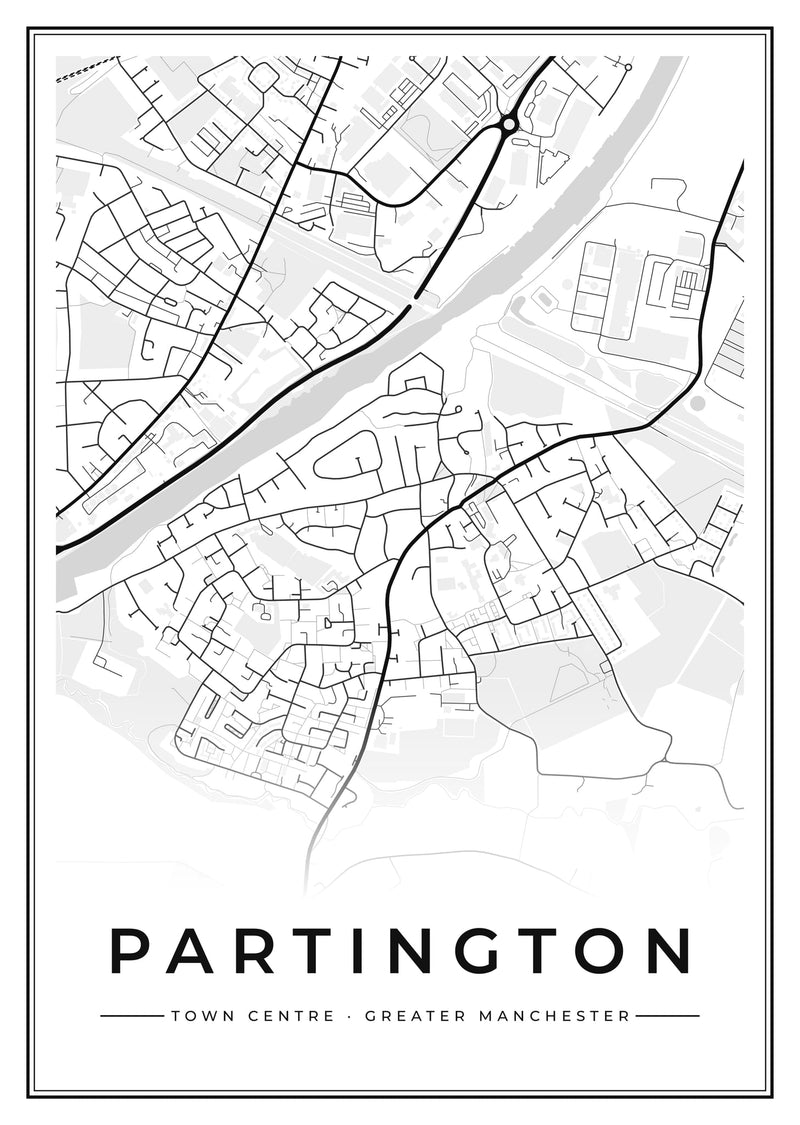 Partington Town Centre Street Map Poster