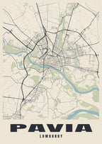 Street map poster of Pavia, Lombardy
