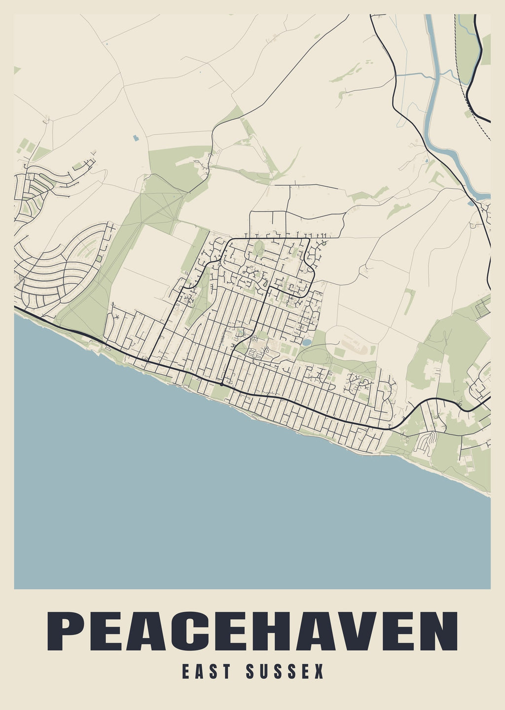 Street map poster of Peacehaven, East Sussex