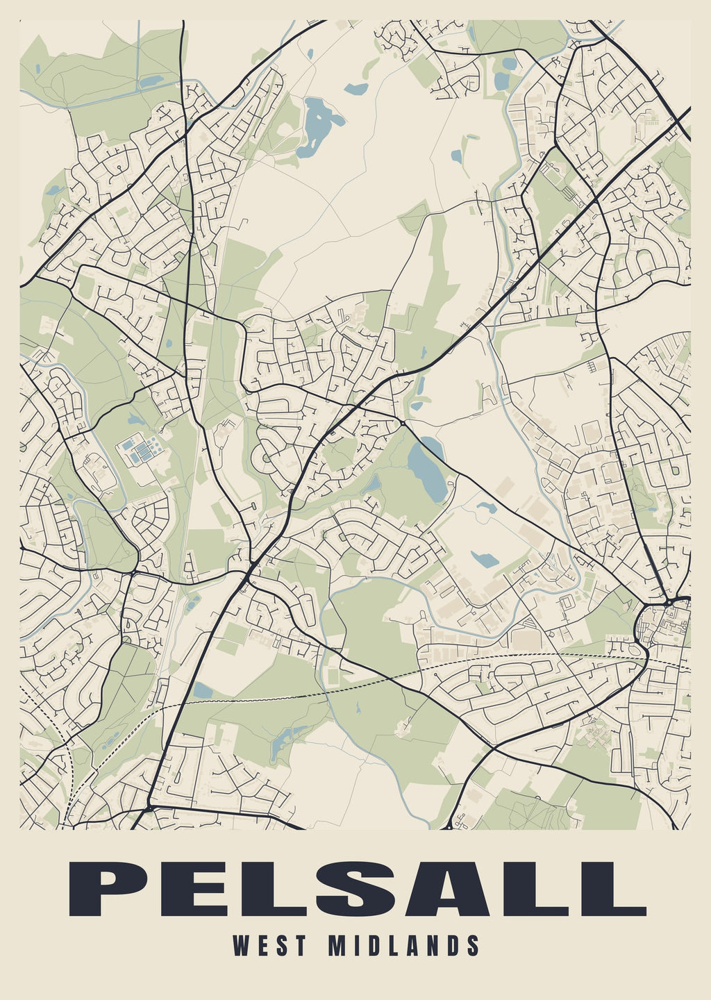 Street map poster of Pelsall, West Midlands