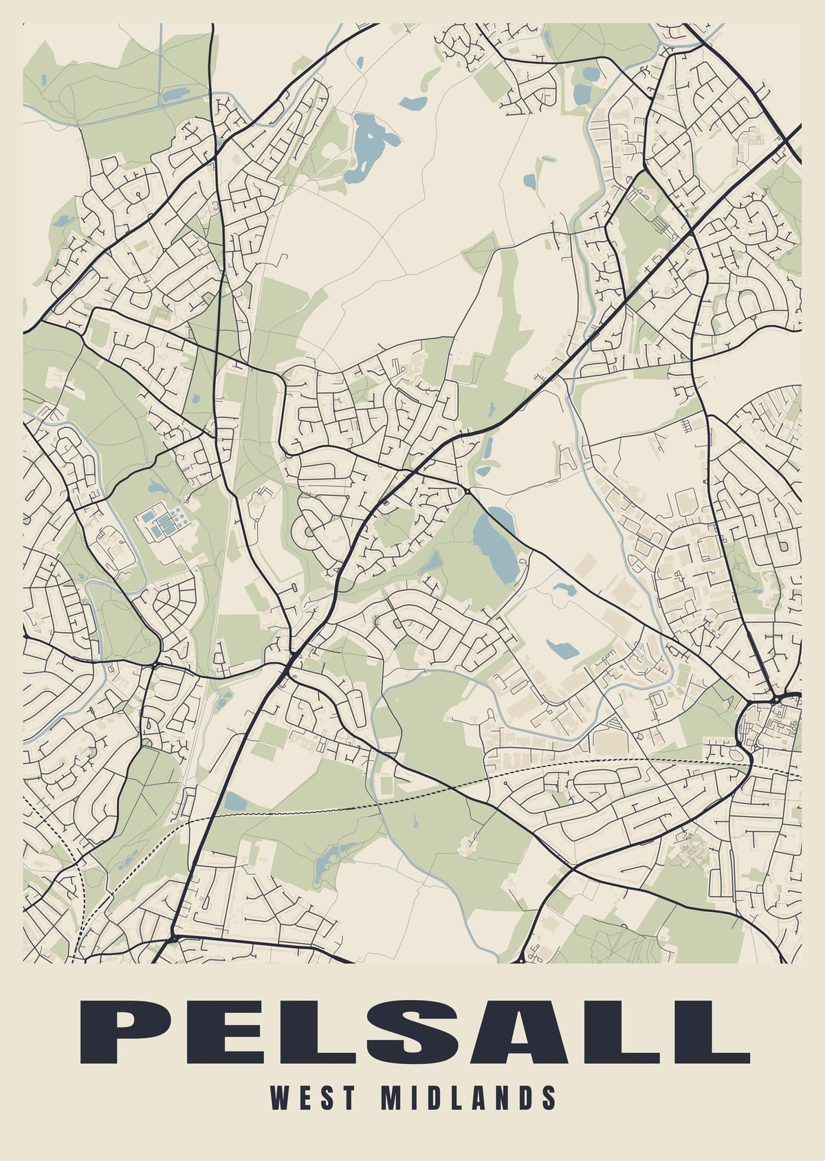 Street map poster of Pelsall, West Midlands