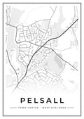 Street map poster of Pelsall town centre, West Midlands
