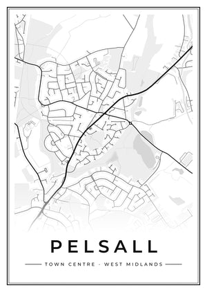 Pelsall Town Centre Street Map Poster