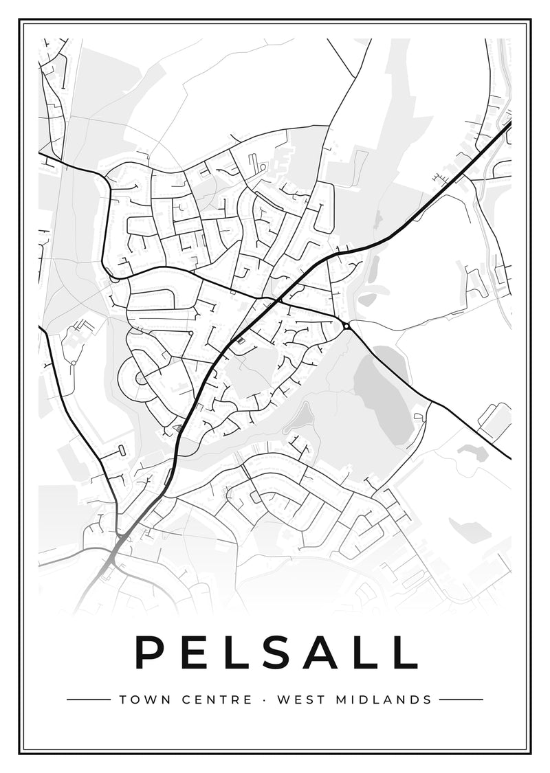 Pelsall Town Centre Street Map Poster