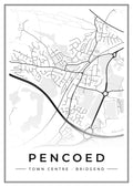 Street map poster of Pencoed town centre, Bridgend