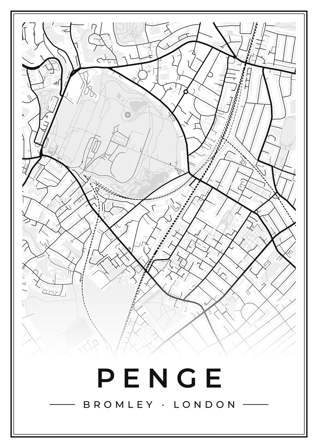 Street map poster of Penge, Bromley, London