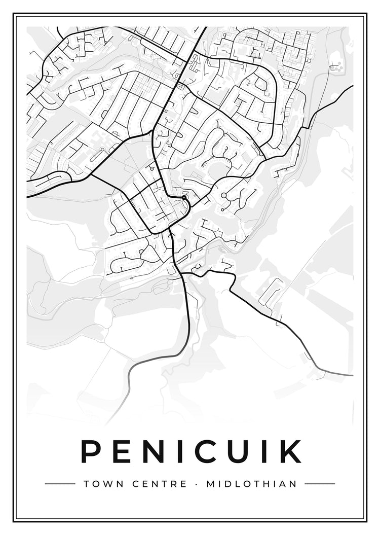 Penicuik Town Centre Street Map Poster