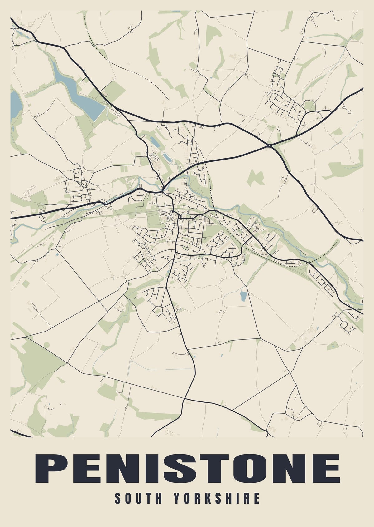 Street map poster of Penistone, South Yorkshire