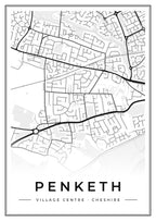 Street map poster of Penketh village centre, Cheshire